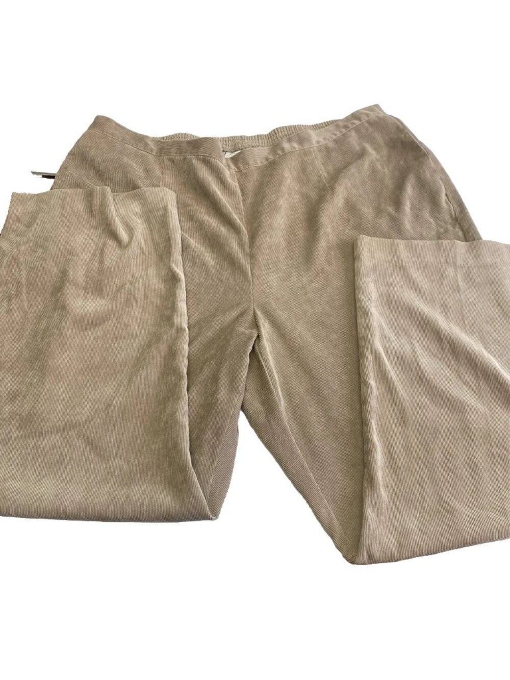 Alfred Dunner Women Tan Brown Corduroy Pants Size 22W elastic waist Pockets